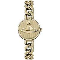 Vivienne Westwood Orb Button Ladies Quartz Watch Gold Dial, Stainless Steel Gold Case And Link Chain Bracelet