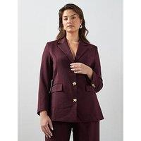 The Very Collection Curve Button Detail Blazer - Burgundy