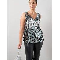 The Very Collection Curve Sequin V Neck Cami - Silver
