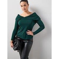 The Very Collection Curve Off Shoulder Ruched Top - Dark Green