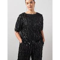 The Very Collection Curve Fringed Sequin Top Co-Ord