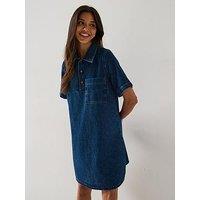 V By Very Denim Popover Mini Dress - Dark Wash