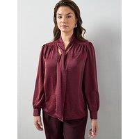 The Very Collection Curve Pussybow Blouse - Burgundy