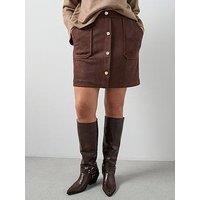 The Very Collection Curve Faux Suede Mini Skirt - Brown