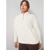 V By Very Curve Fleece Half Zip Sweat - Cream