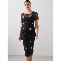 The Very Collection Curve Floral Embellished Lace Midi Dress - Black