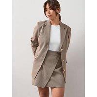 V By Very Curve Check Longline Blazer - Multi