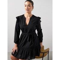 The Very Collection Curve Textured Belted Mini Dress - Black