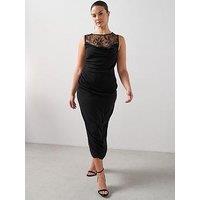 The Very Collection Curve Lace Neck Cowl Neck Midaxi Dress - Black