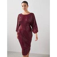 The Very Collection Curve Bow Back Sequin Midi Dress - Red