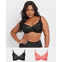Yours Curve 2 Pack Swirl Lace Underwired Bra