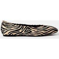 Mint Velvet Codi Zebra Print Textured Flat Pumps - Cream