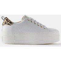Mint Velvet Belle Platform Leopard Trainers - White