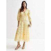 New Look Broderie Anglaise Midi Dress - Yellow