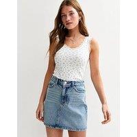 New Look Denim A-Line Skirt - Light Blue