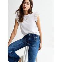New Look White Broderie Anglaise Trim Vest