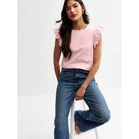 New Look Pink Broderie Anglaise Trim Vest