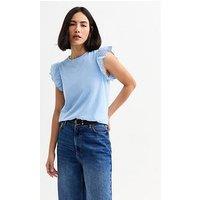 New Look Blue Broderie Anglaise Trim Vest