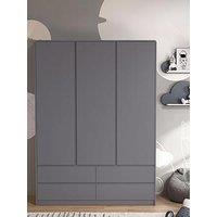 Very Home Bailey Kids 3 Door, 4 Drawer Wardrobe - Grey - Fsc Certified