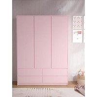 Very Home Bailey Kids 3 Door, 4 Drawer Wardrobe - Pink - Fsc Certified