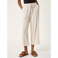 Roman Cropped Linen Trouser - Tan
