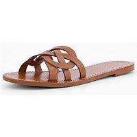 Mango Leather Sandals With Intertwined Strap - Brown