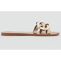 Mango Leather Sandals With Intertwined Strap - Gold