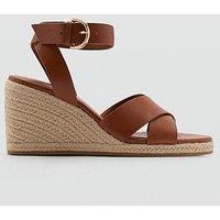 Mango Wedge Sandal With Crisscross Straps - Brown