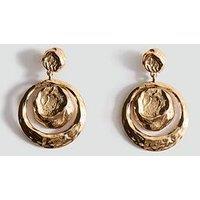 Mango Circular Design Hanging Earrings - Gold