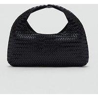 Mango Braided Leather Handbag - Black