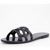 Mango Leather Sandals With Intertwined Strap - Black