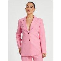 Quiz Petite Coral Woven Long Sleeve Blazer