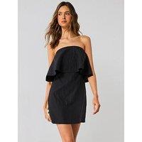 Mango Lyocell Dress With Ruffle - Black