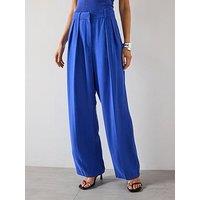 Mango Pleated Wide Leg Suit Trousers - Blue