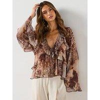 Mango Blouse Butcher - Brown