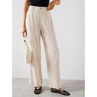 Mango Linen Trousers With Tortoiseshell Button - Pastel