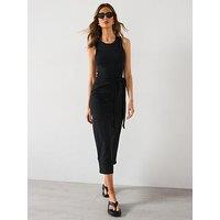 Mango Cotton Midi-Dress With Knot Detail - Black