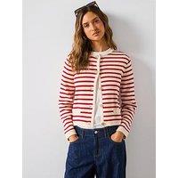 Mango Stripped Knit Cardigan - Red