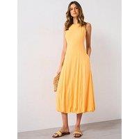 Mango Puffed Hem Midi Dress - Orange
