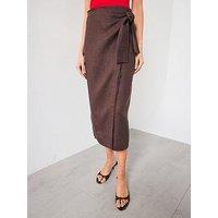 Mango Linen Sarong Skirt - Brown