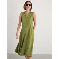 Seasalt Cornwall Carved Wood Sleeveless Linen Dress - Green