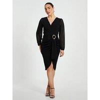 Quiz Petite Black Buckle Midi Dress
