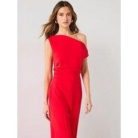 Mango Long Asymmetrical Draped Jumpsuit - Red
