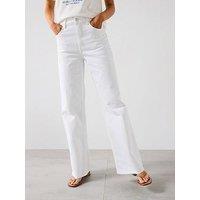 Mango Danila Wide Leg High-Rise Jeans - White