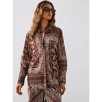 Mango Regular Paisley Shirt - Brown