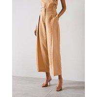 Mango Straight Lyocell Trousers With Pleats - Cream