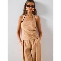 Mango Lyocell Top With Gathered Detail - Cream