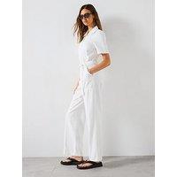 Mango Denim Jumpsuit Belt - White