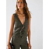 Mango Bow Texture Top - Khaki