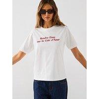 Mango Short-Sleeved Printed T-Shirt - White/Red